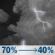 Thursday Night: Showers and thunderstorms likely. Mostly cloudy, with a low around 58. Chance of precipitation is 70%. Thursday Night: Showers And Thunderstorms Likely