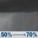 Wednesday Night: Rain showers likely. Cloudy, with a low around 65. South wind 5 to 15 mph, with gusts as high as 30 mph. Chance of precipitation is 70%. New rainfall amounts less than a tenth of an inch possible. Wednesday Night: Rain Showers Likely